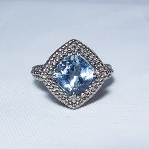 GOREGEOUS HIGH QUALITY STERLING SILVER BLUE TOPAZ COCKTAIL RING - SZ 7 -  NEW
